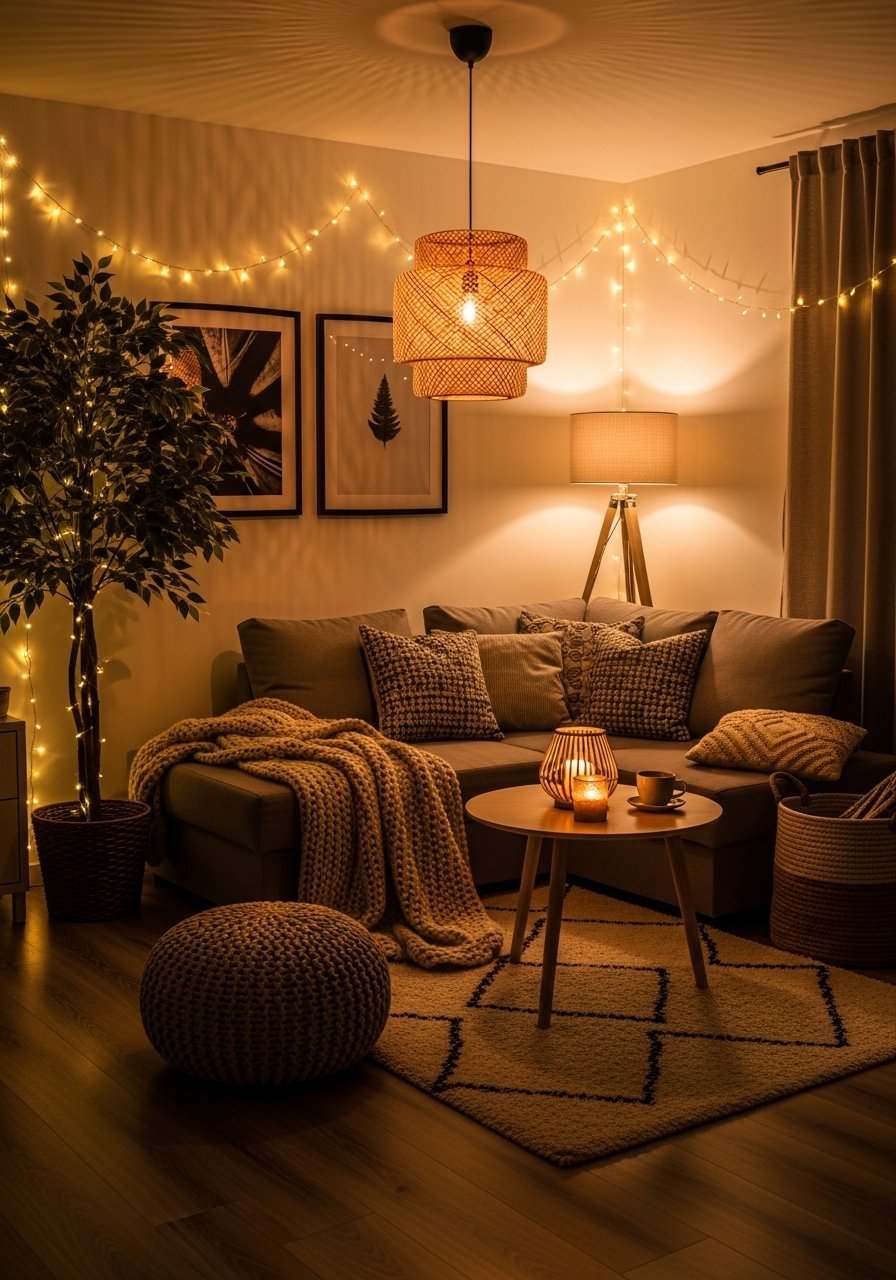 suspension rotin arbre interieur