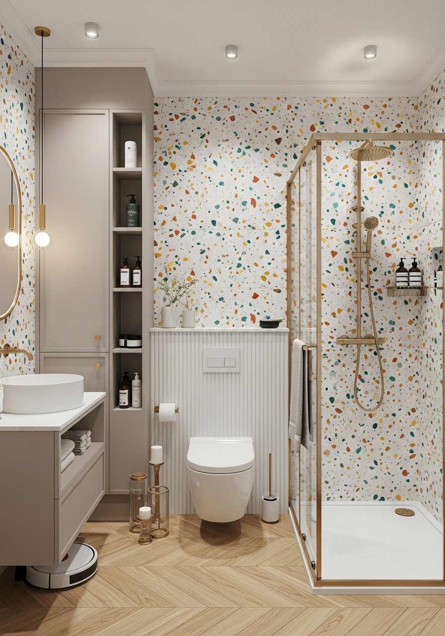 Douche doree terrazzo colore