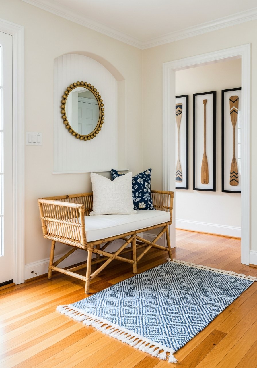 banc rotin style bord mer