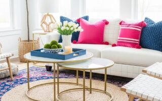 salon boho tapis colore