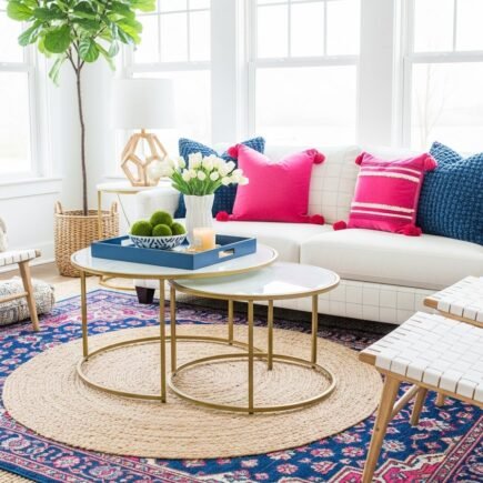 salon boho tapis colore