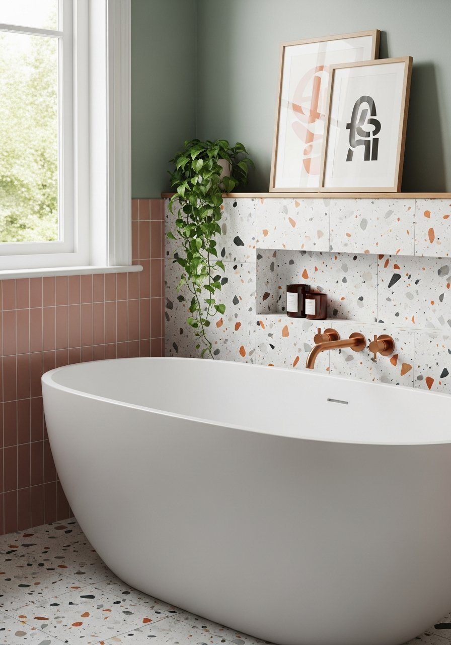 Niche murale terrazzo rose