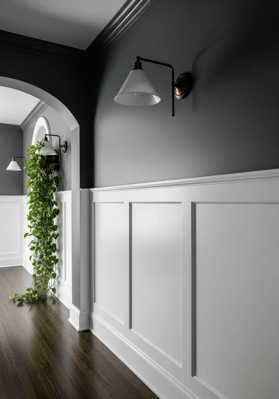 arche couloir gris plantes