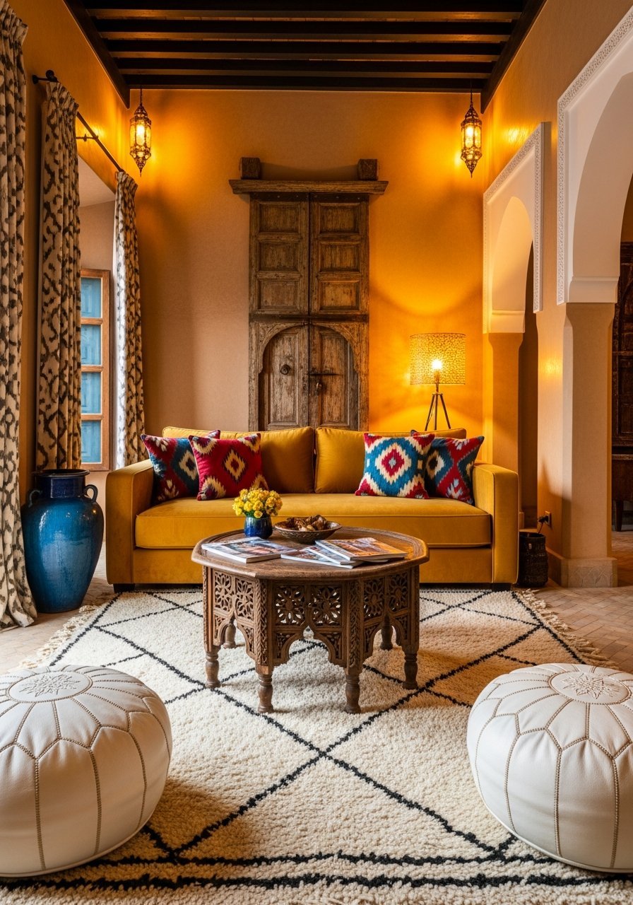 salon style marocain jaune