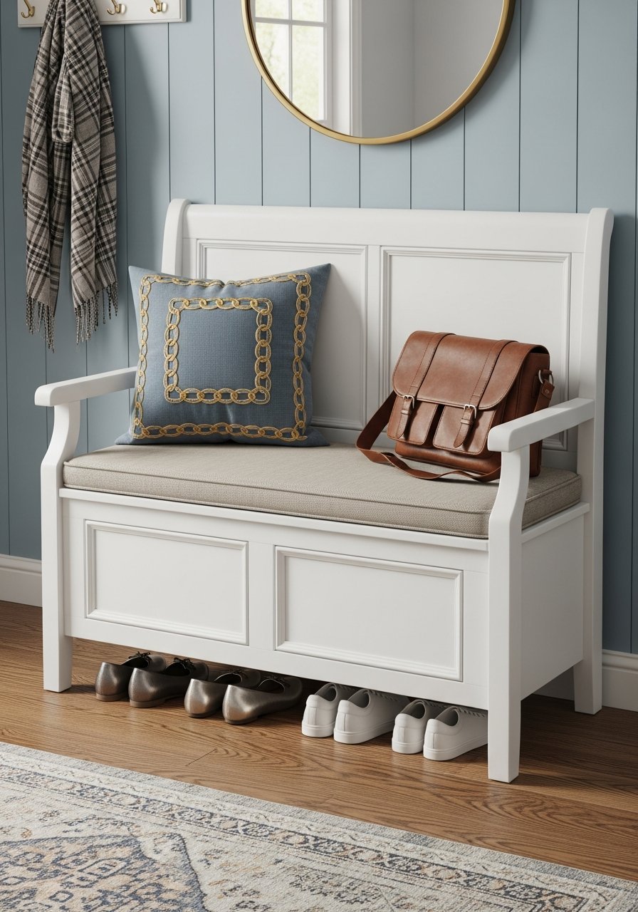 banc coffre blanc rangement