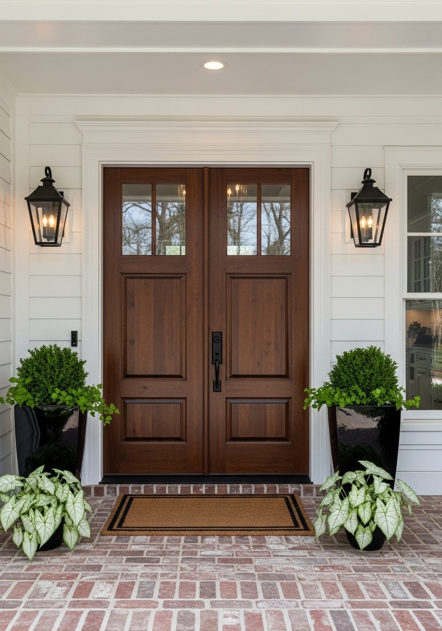 Grande double porte bois classique