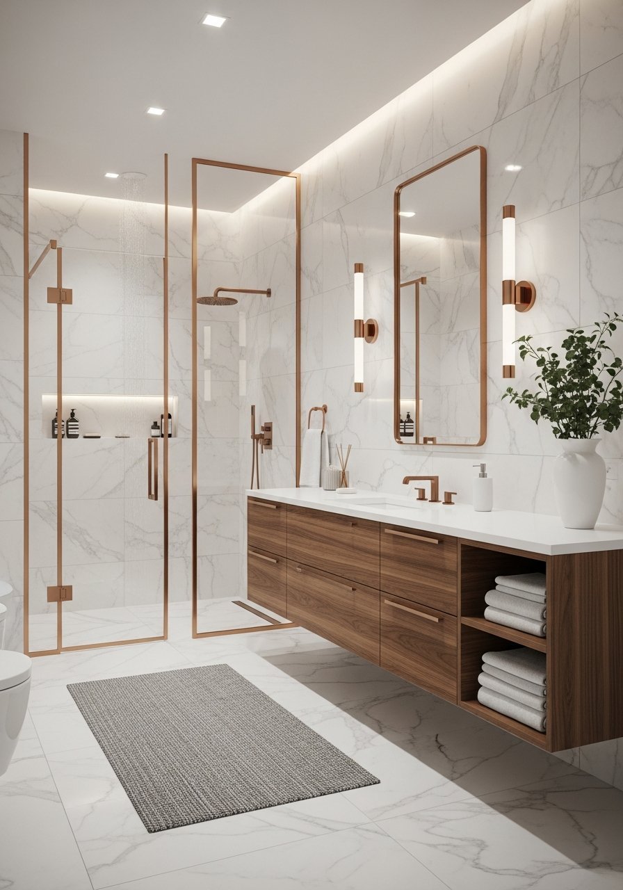 Marbre blanc meuble noyer