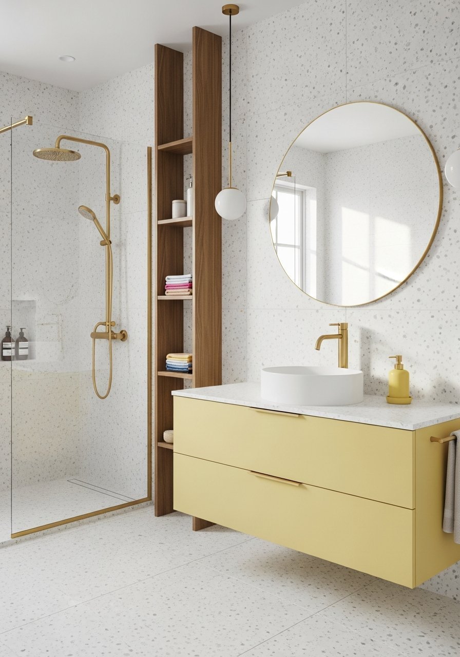Meuble salle de bain jaune