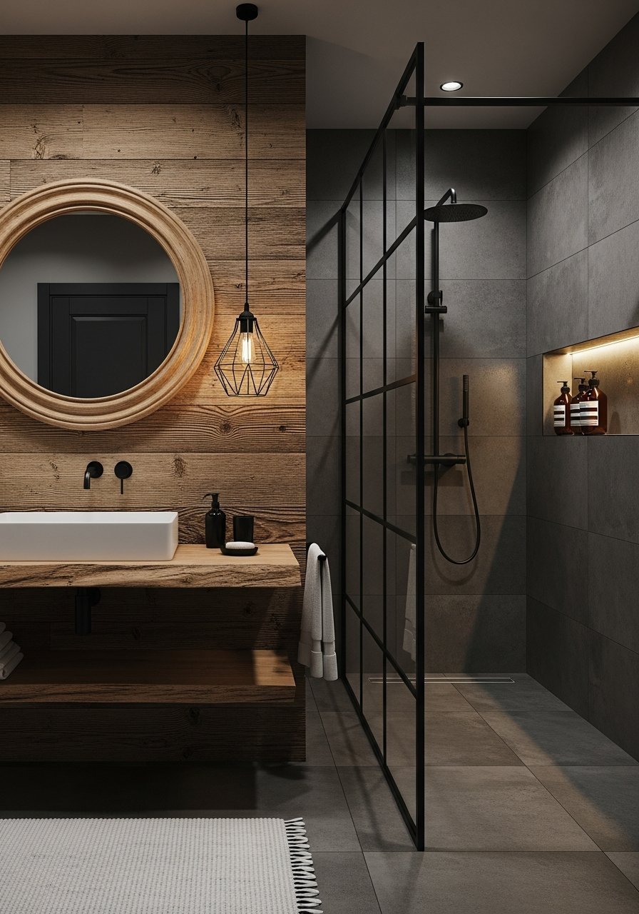 Vasque bloc marbre noir ambiance sauna