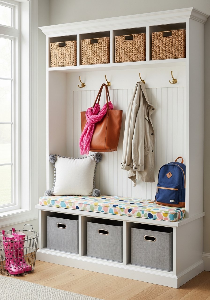 meuble vestiaire entree blanc