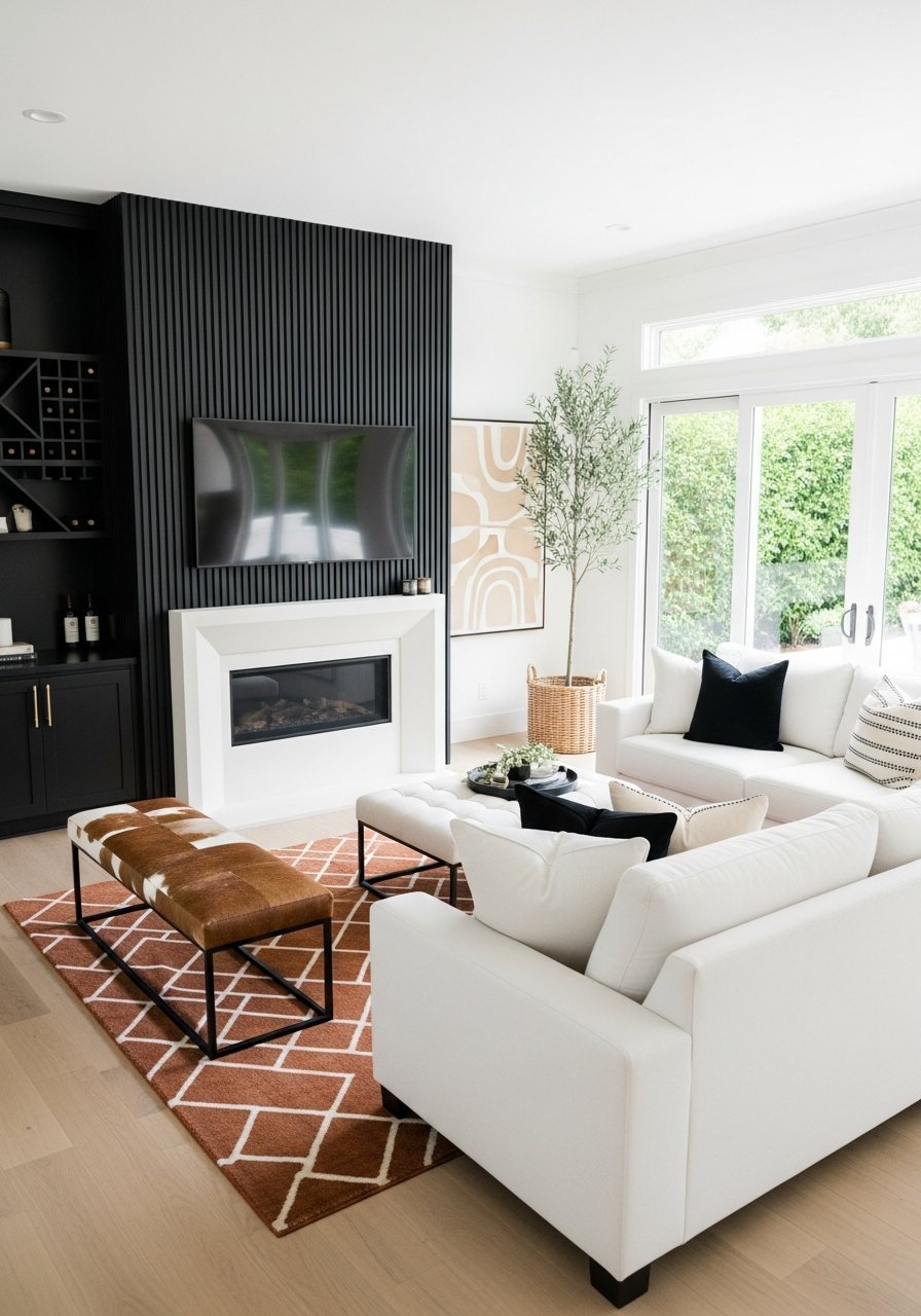 mur noir design salon moderne