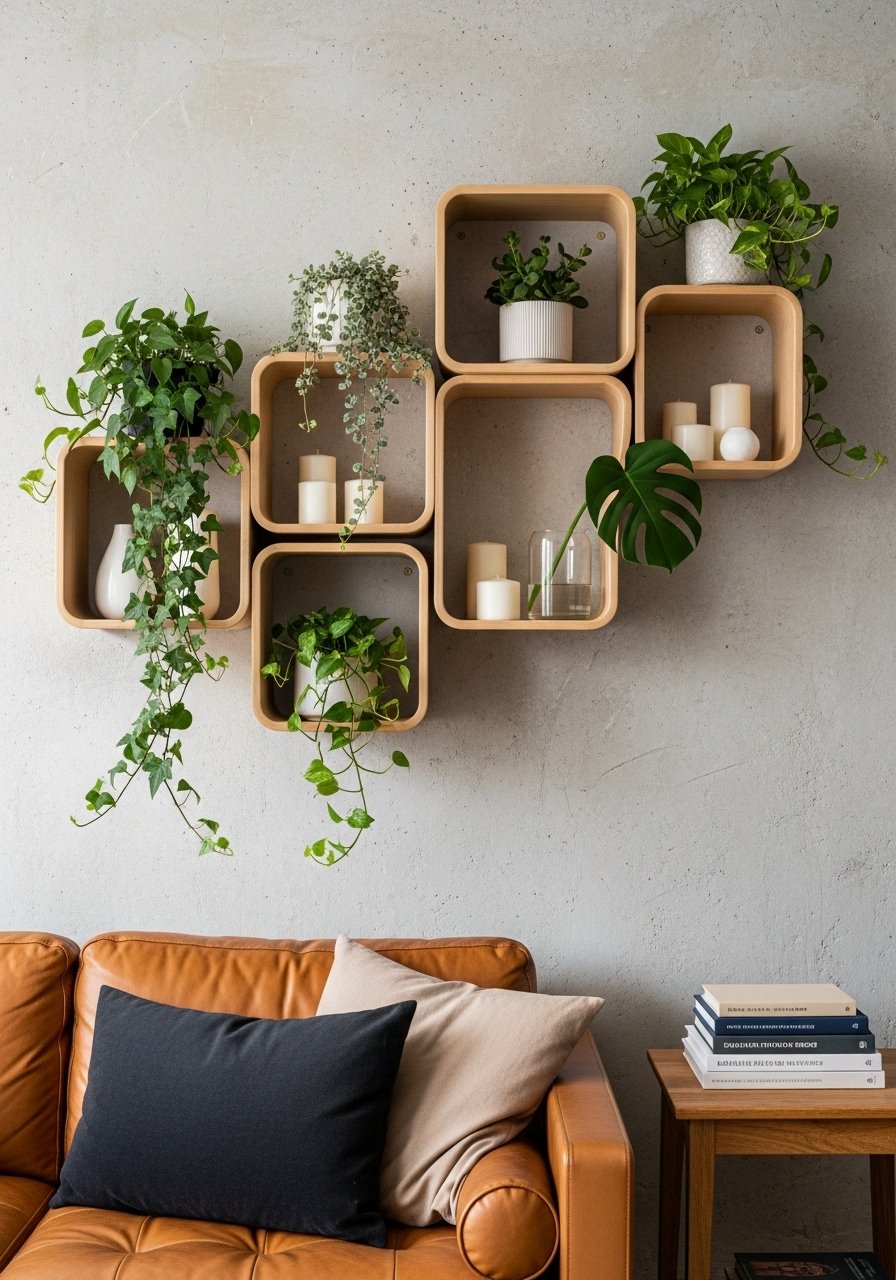 Niches murales bois arrondies