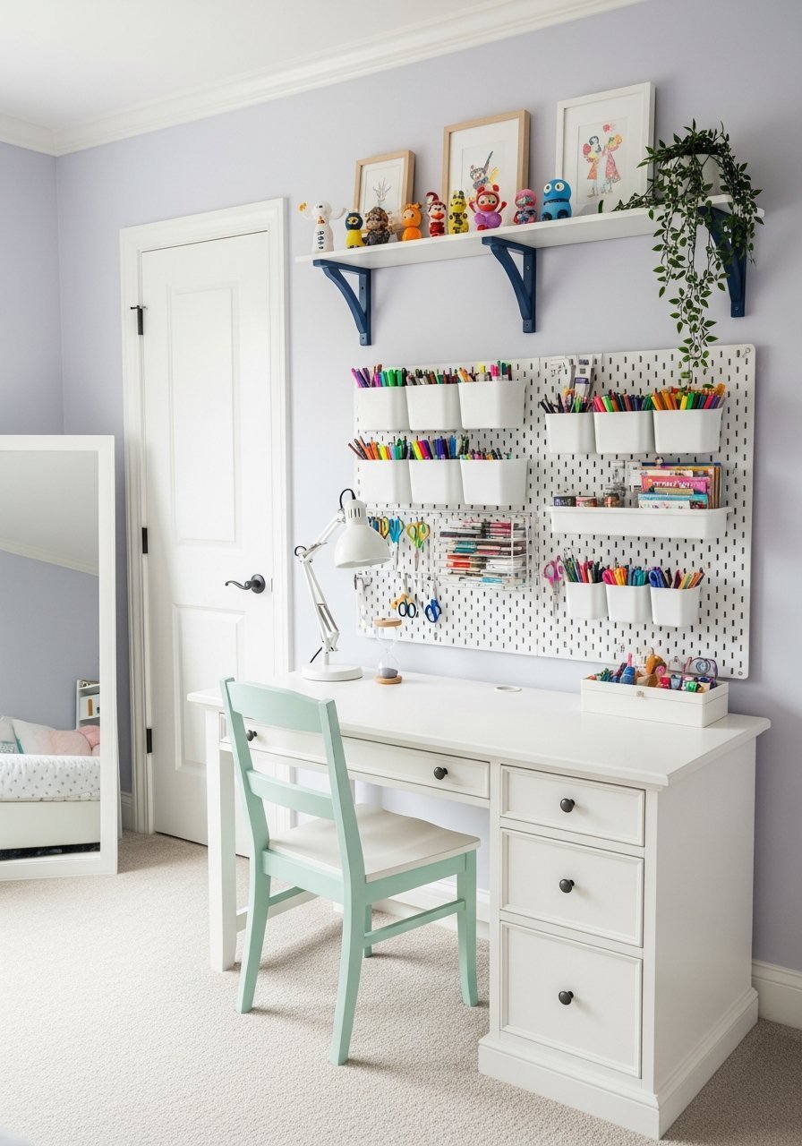 station art pegboard blanc