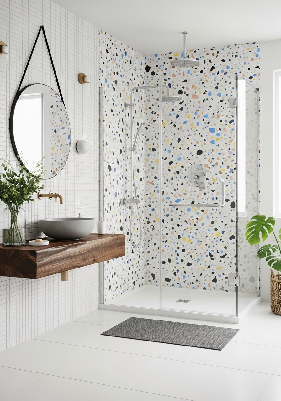 Douche terrazzo confettis colores