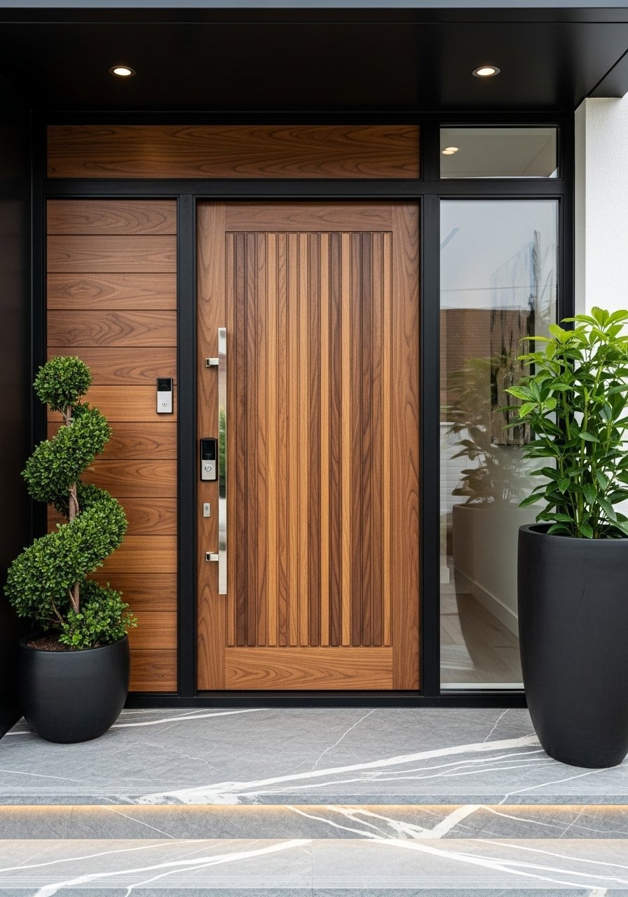 Porte bois lattes verticales luxe
