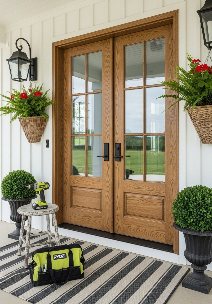 Double porte vitree style campagne