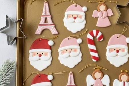 Ornements de Noel plats style biscuits père noel tour eiffel