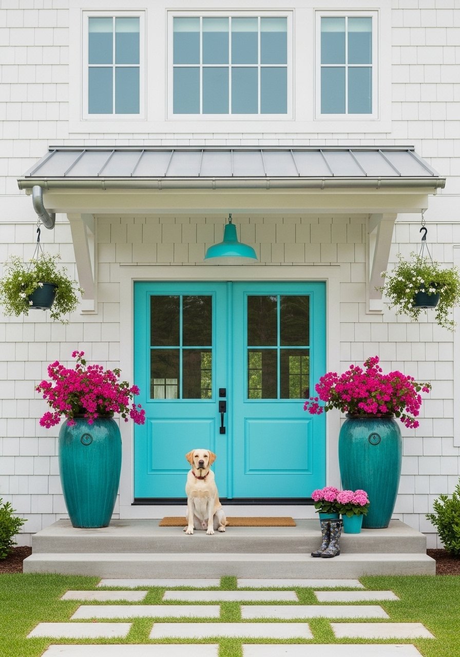 Double porte turquoise chien labrador
