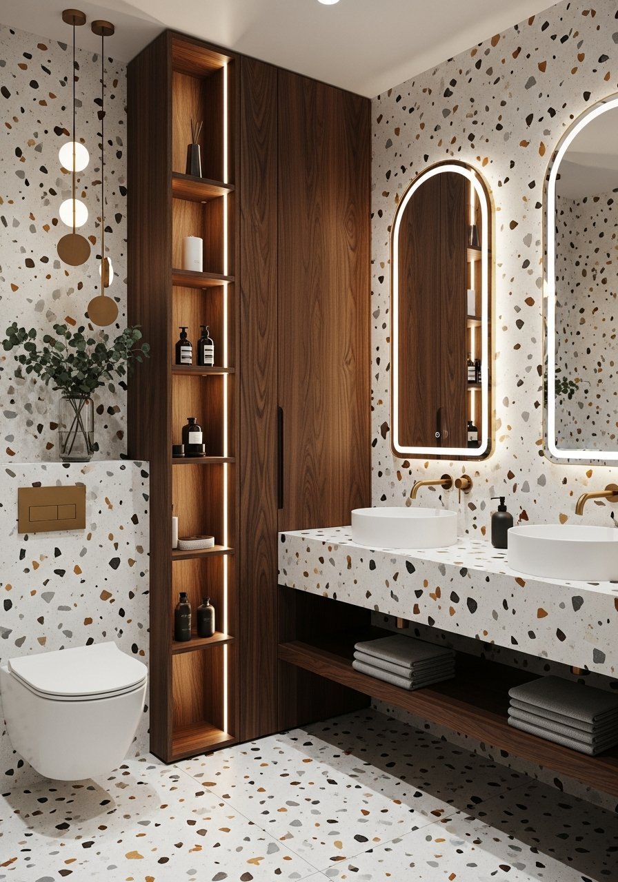 Rangement bois noyer terrazzo