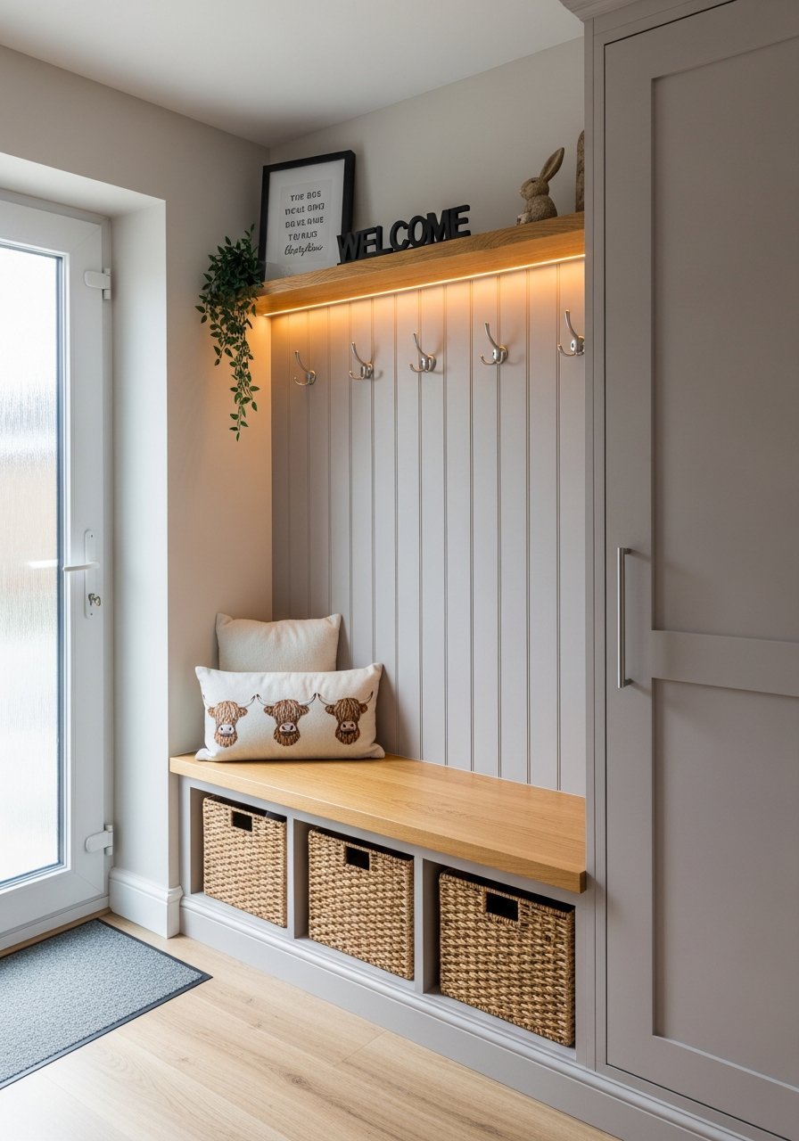 lambris gris eclairage led