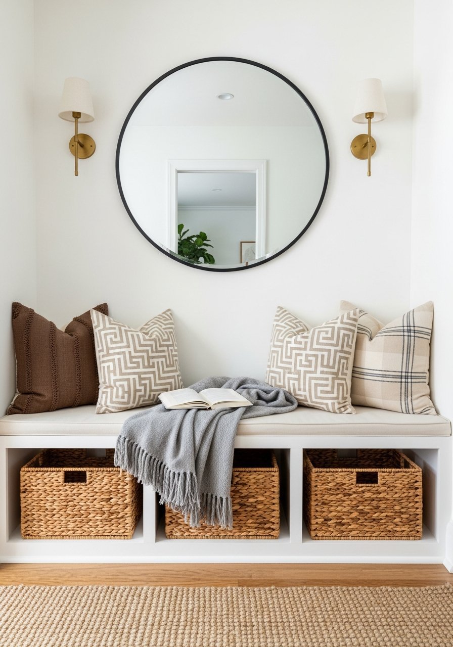 banc encastre rangement paniers