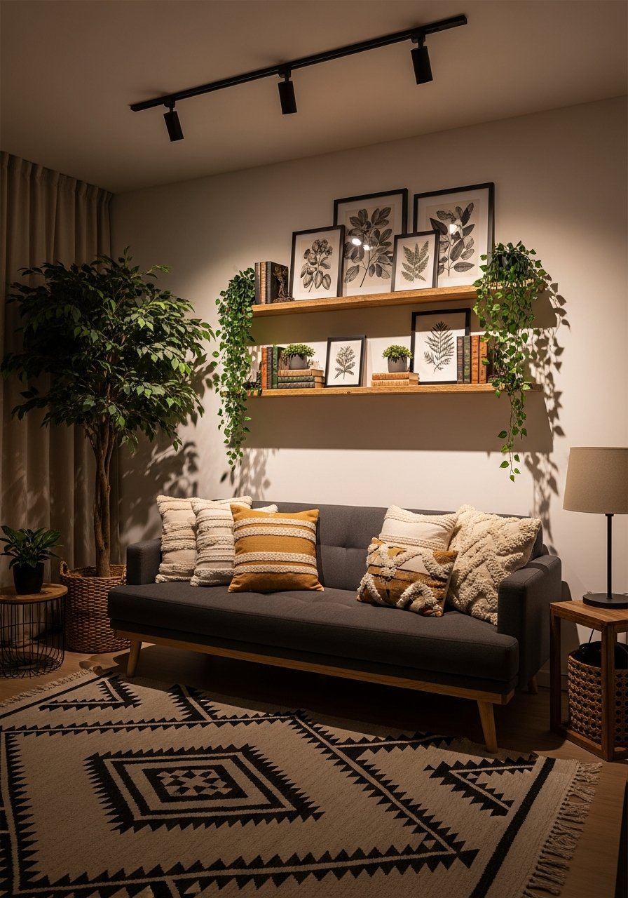 salon plantes eclairage rail