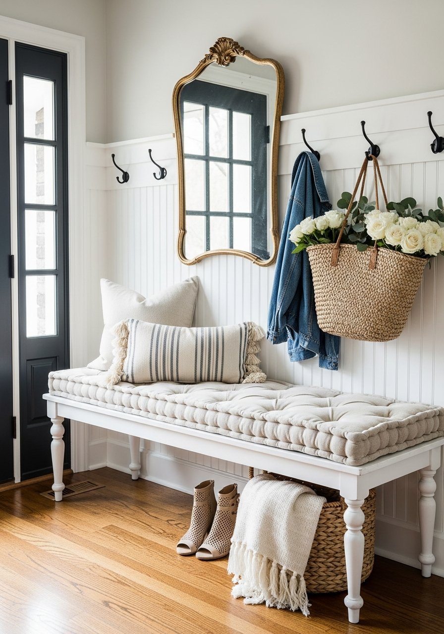 entree romantique miroir dore