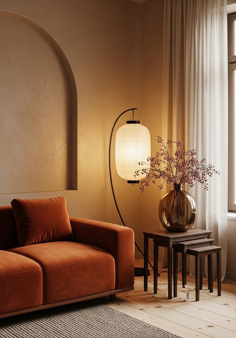 salon couleur rouille chaleureux