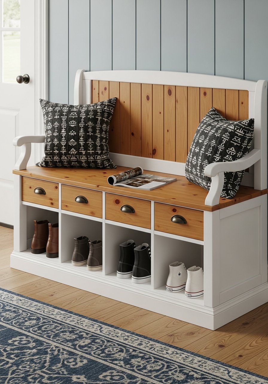 banc bois blanc rustique