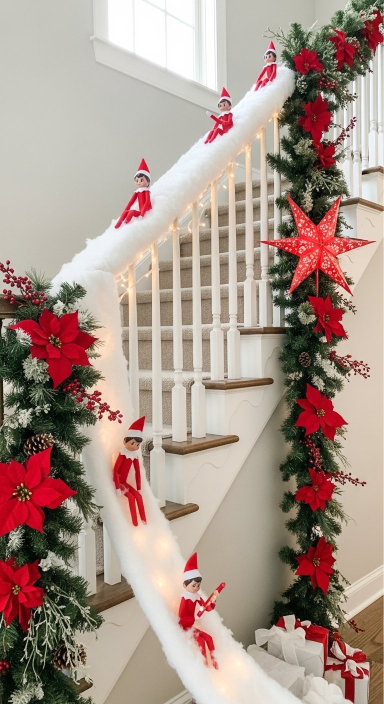 Sapin de Noël très décoré en rouge et blanc avec cannes de bonbon
