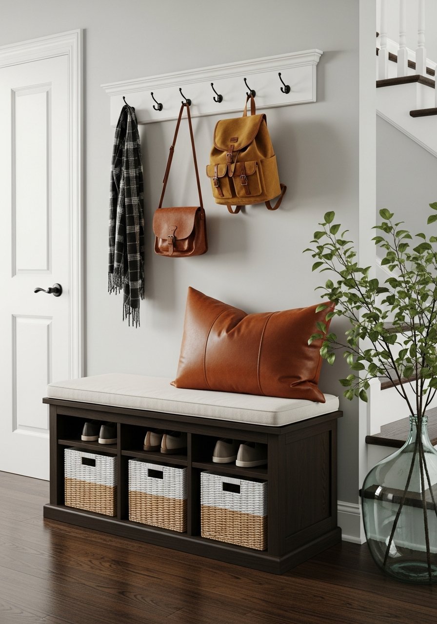 banc coffre bois fonce