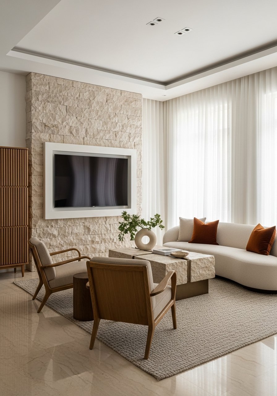 mur pierre naturelle salon