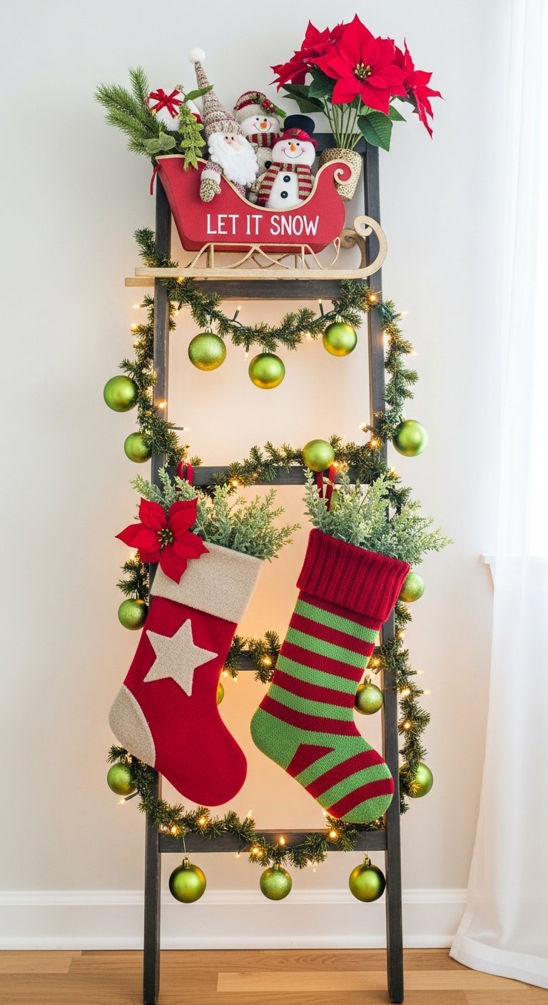 Crèche de Noël installée dans des caisses en bois blanc empilées