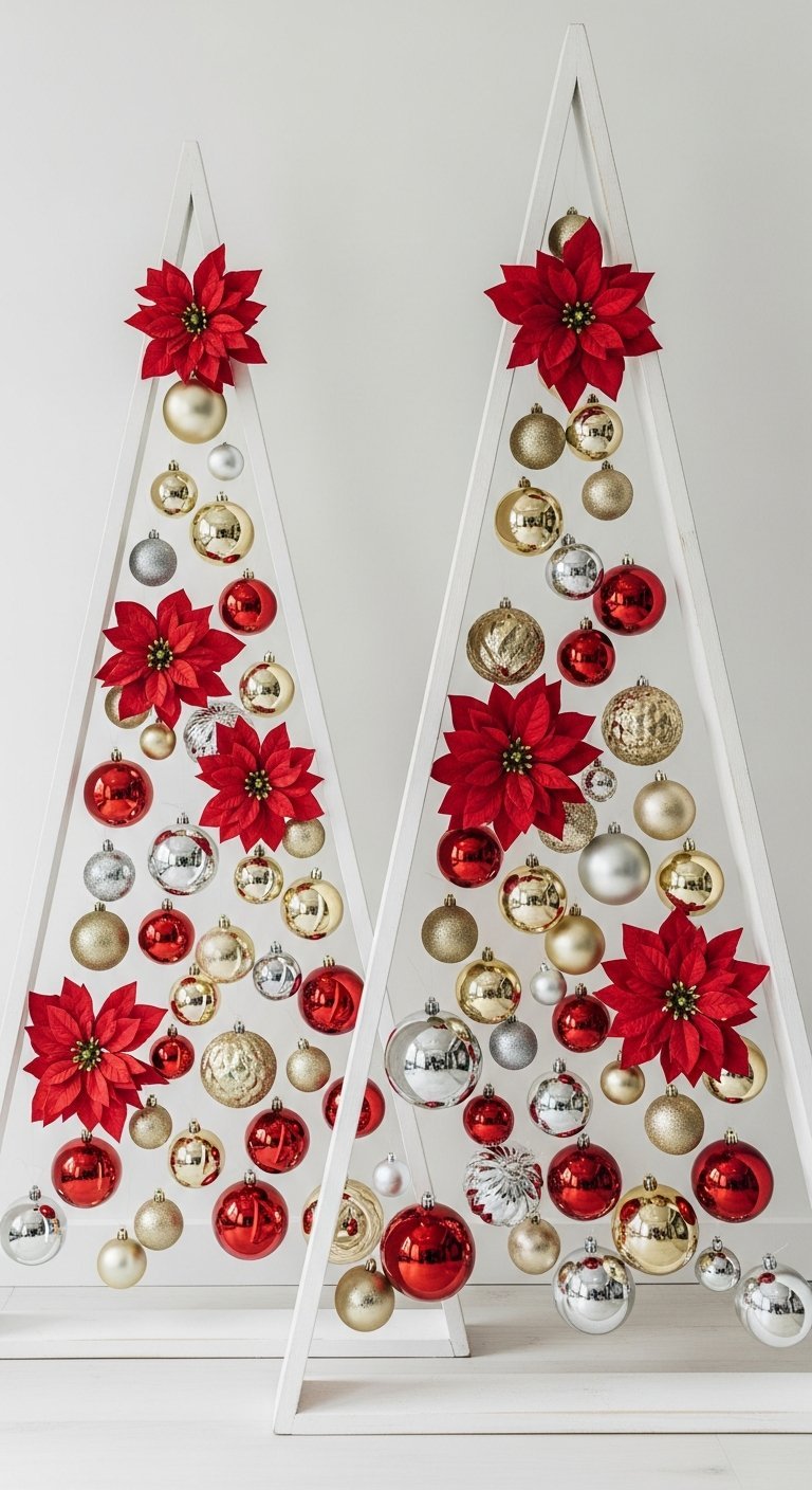 Décor de cheminée élégant avec Nativité blanche et or