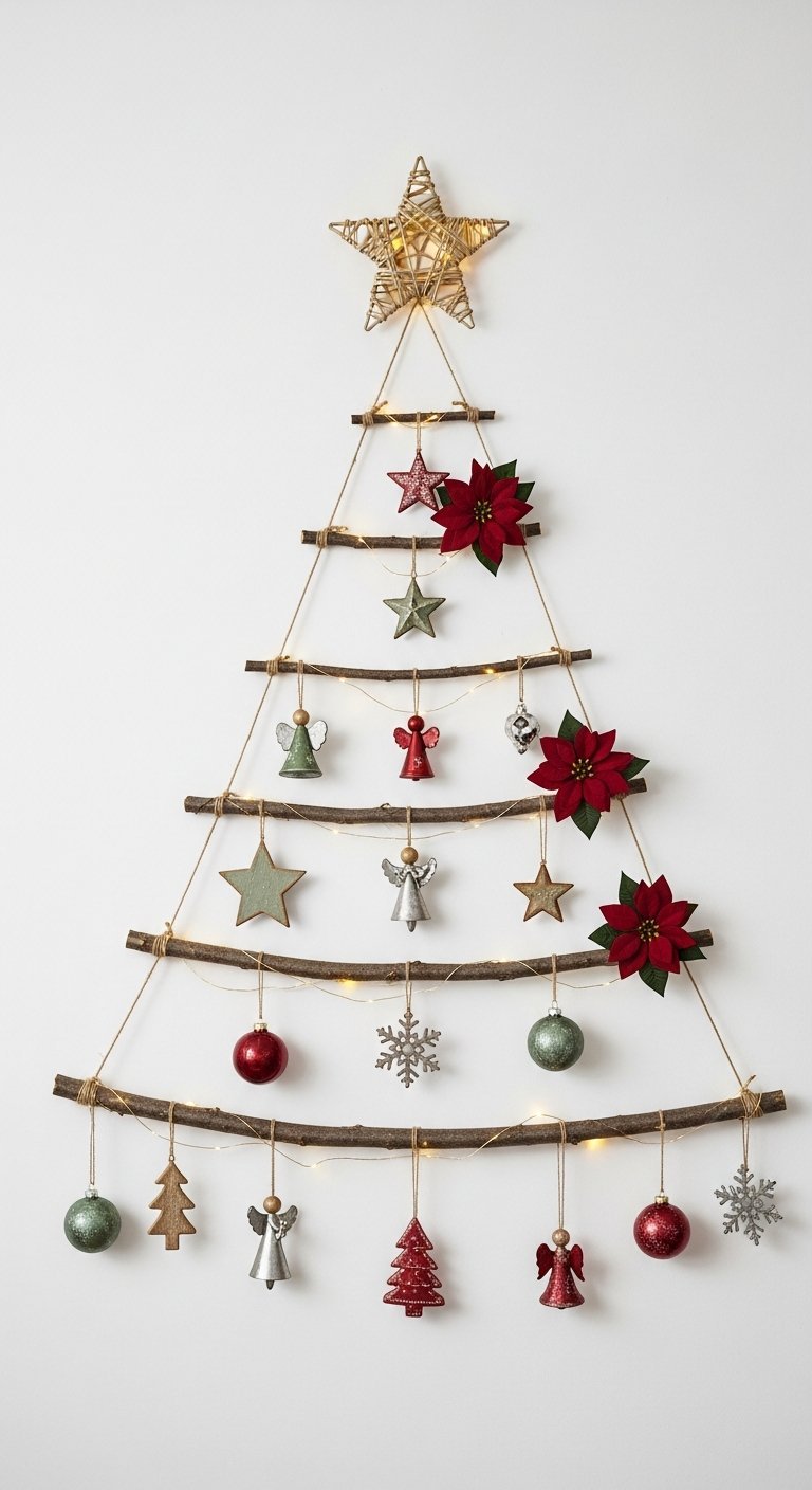 Cadre photo rouge vif recyclé en décoration murale de Noël DIY