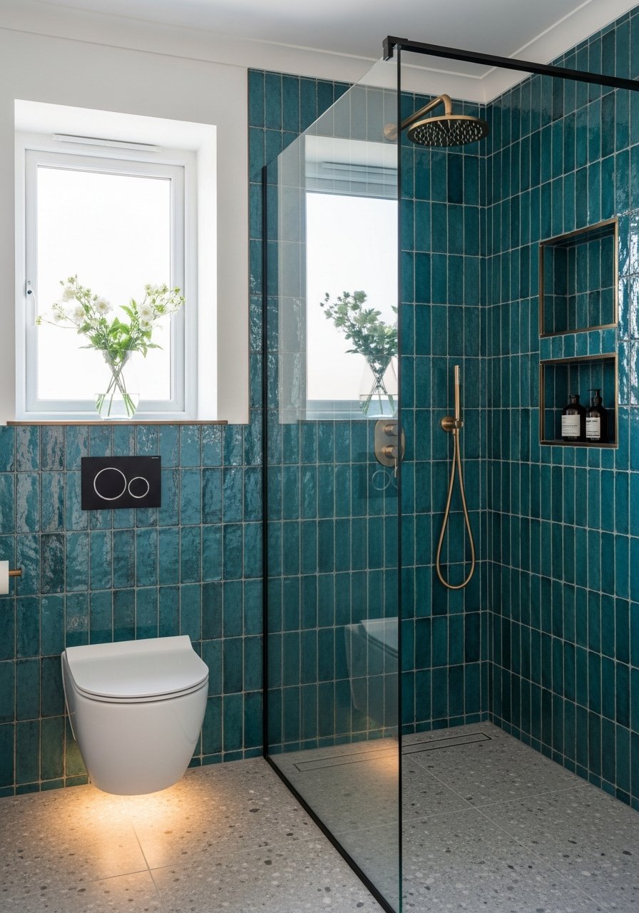 zellige bleu petrole sol terrazzo