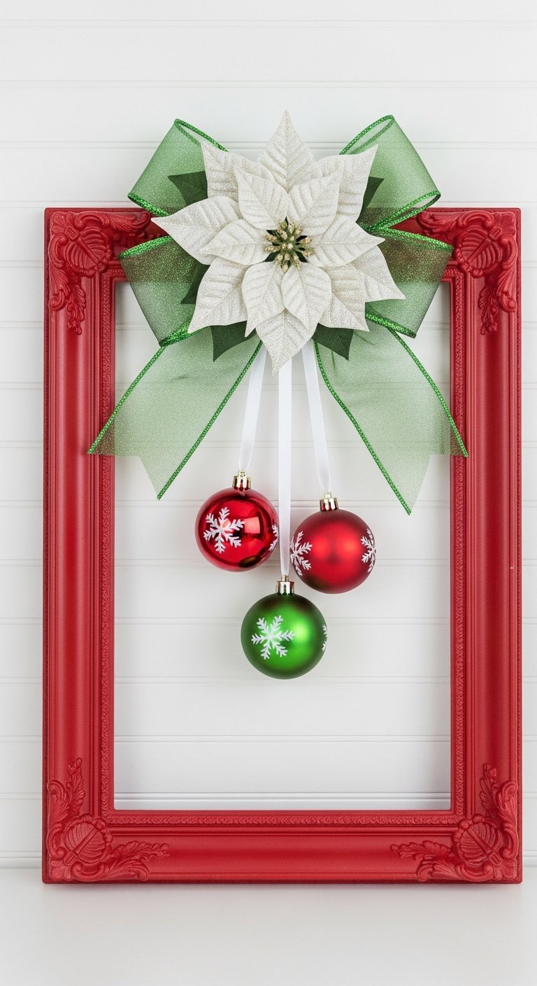 Échelle en bois rouge vif DIY décorée d une guirlande lumineuse