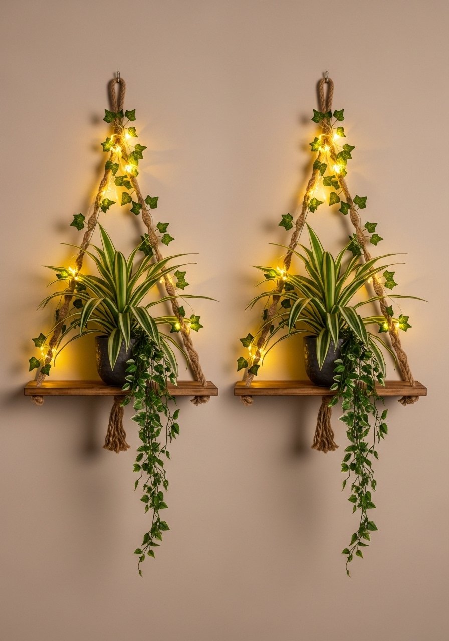 Etagere suspendue corde guirlande