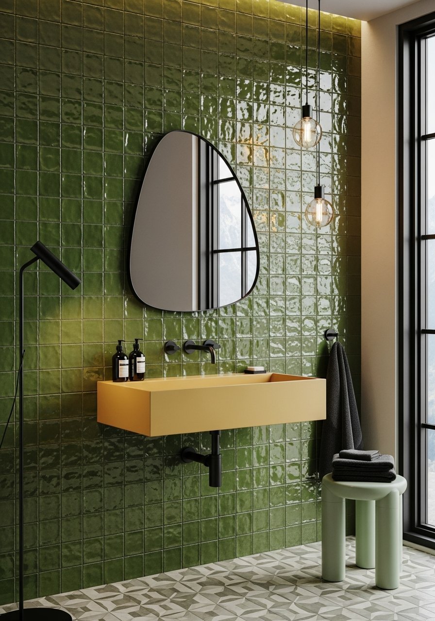 vasque jaune zellige vert olive