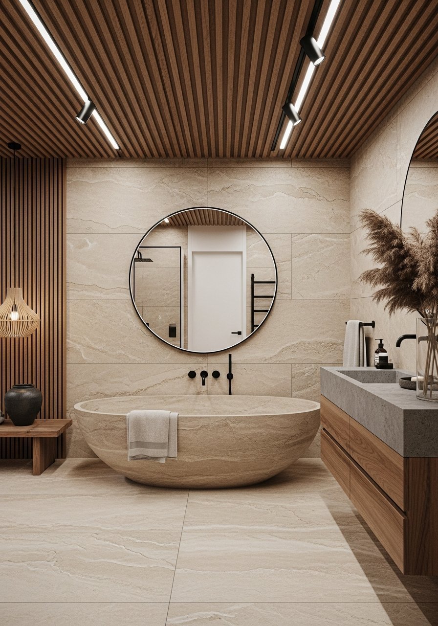 Plafond latte bois zen