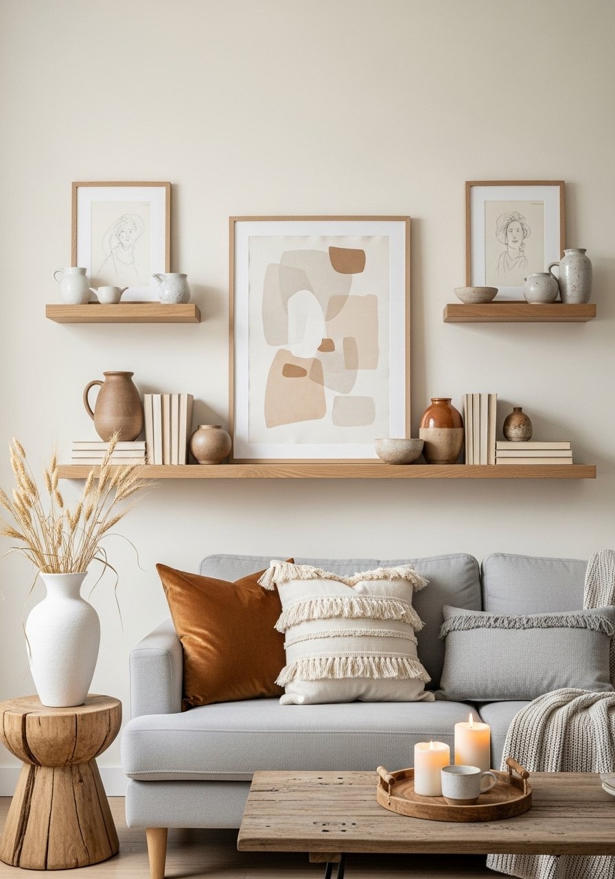 Style japandi etageres bois pur