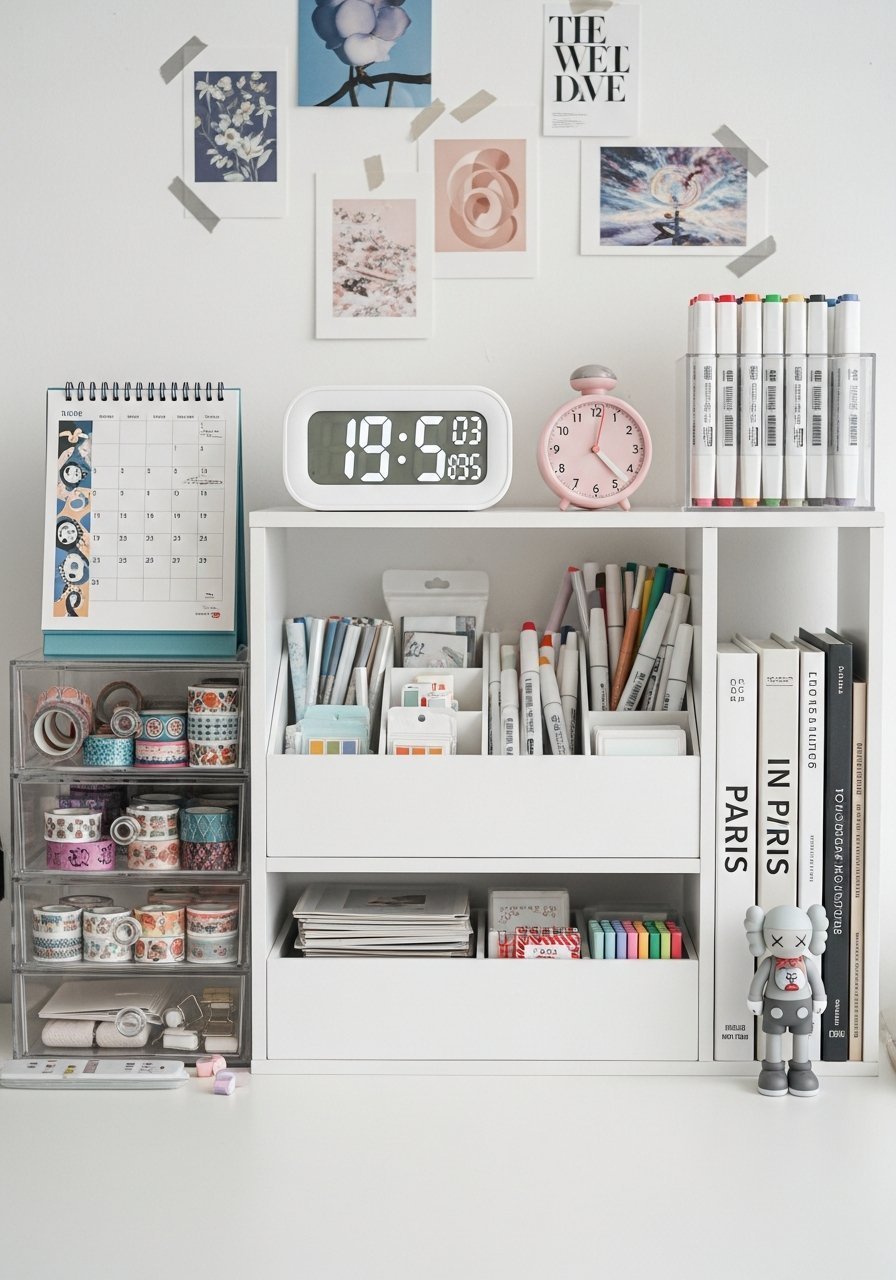 organisateur bureau blanc tiroirs