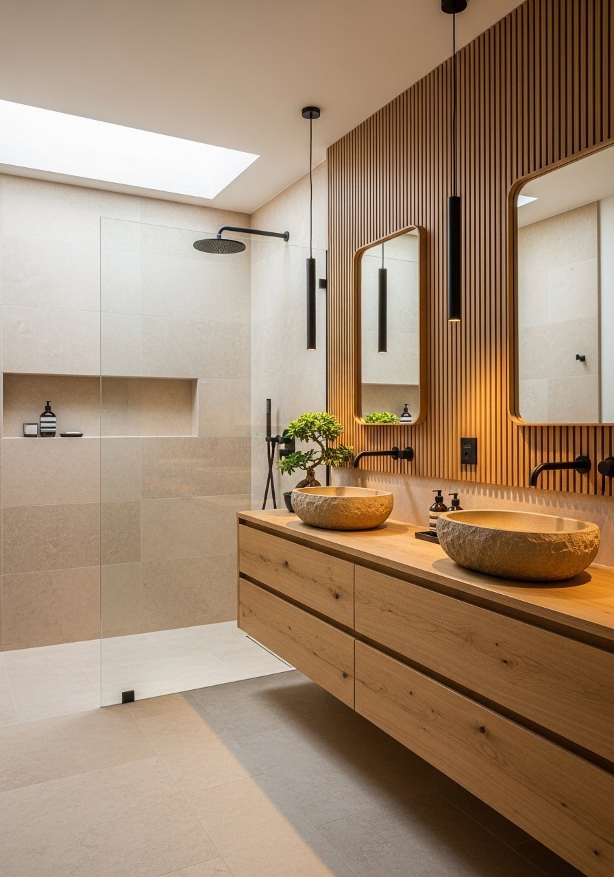 Tasseaux bois vasques pierre