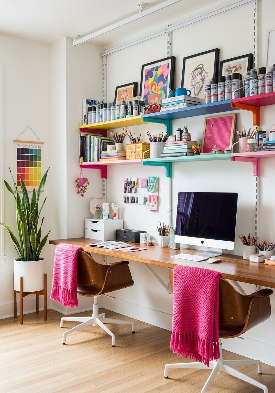 etageres colorees atelier creatif