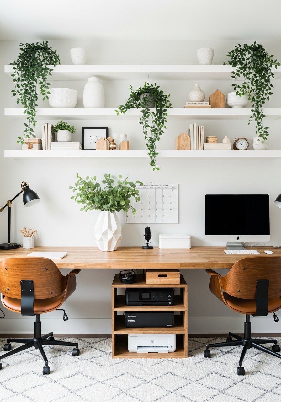 double bureau bois plantes