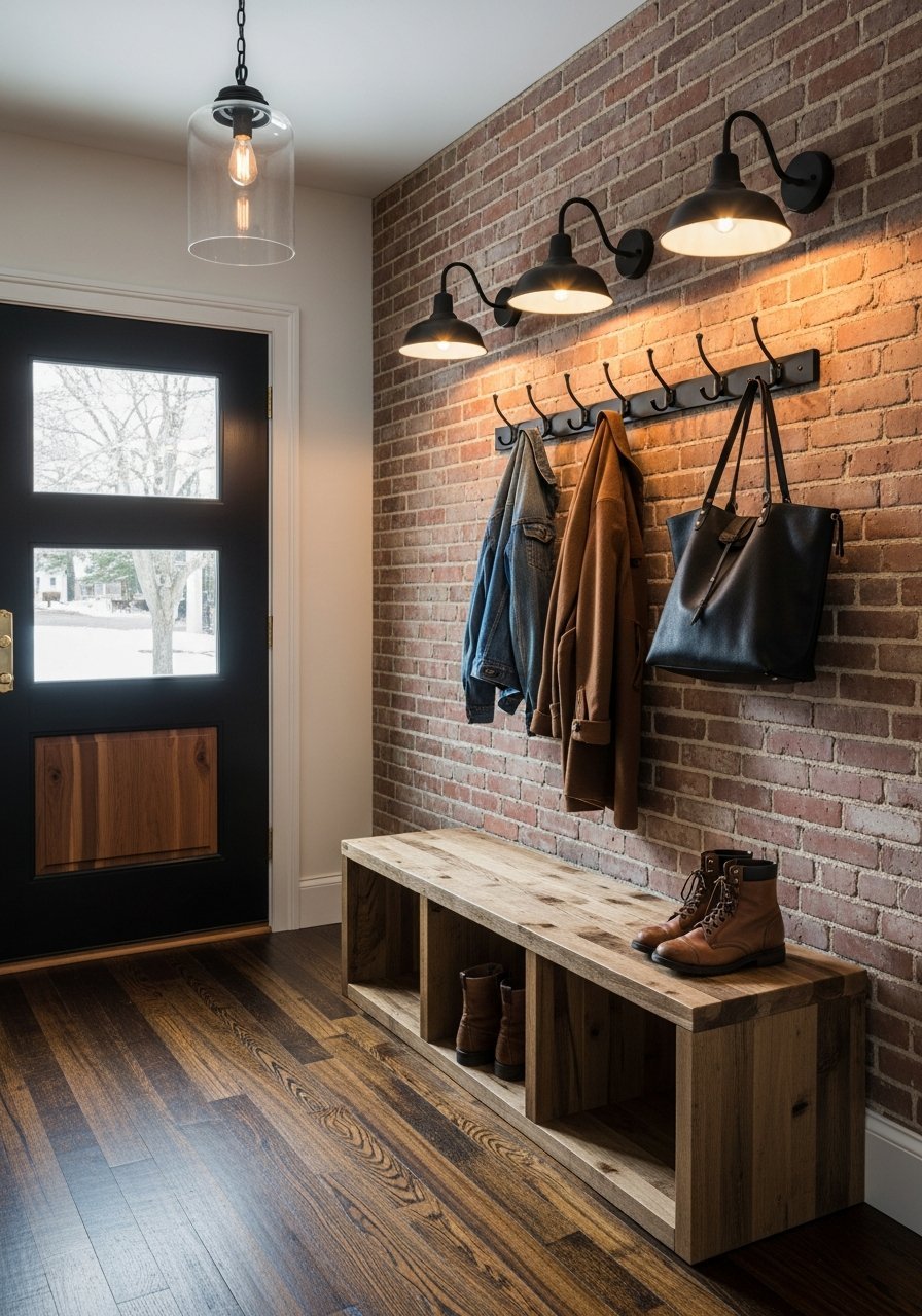 entree style industriel briques