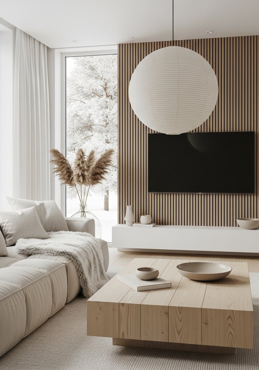 mur tv tasseaux bois