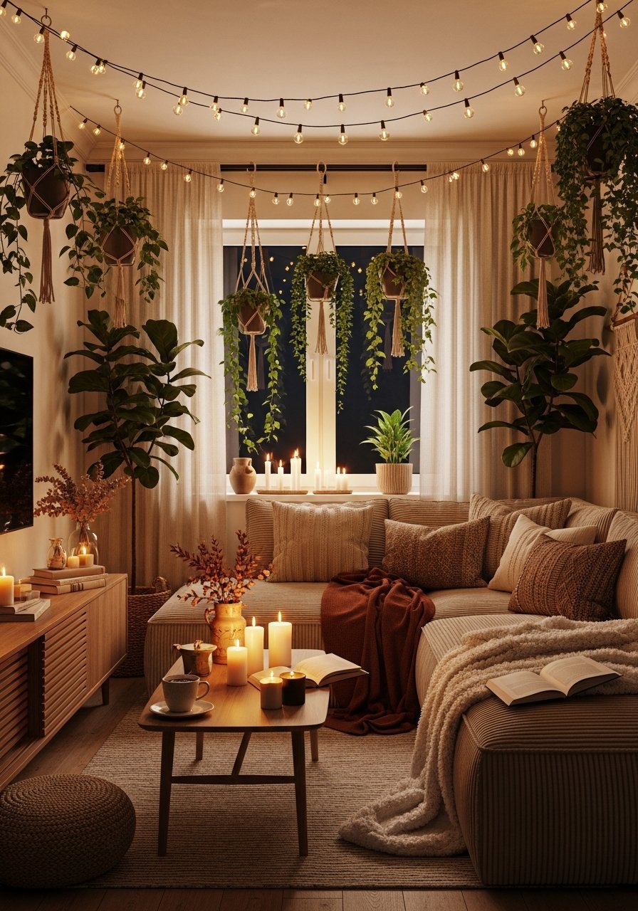 plafond guirlandes plantes suspendues