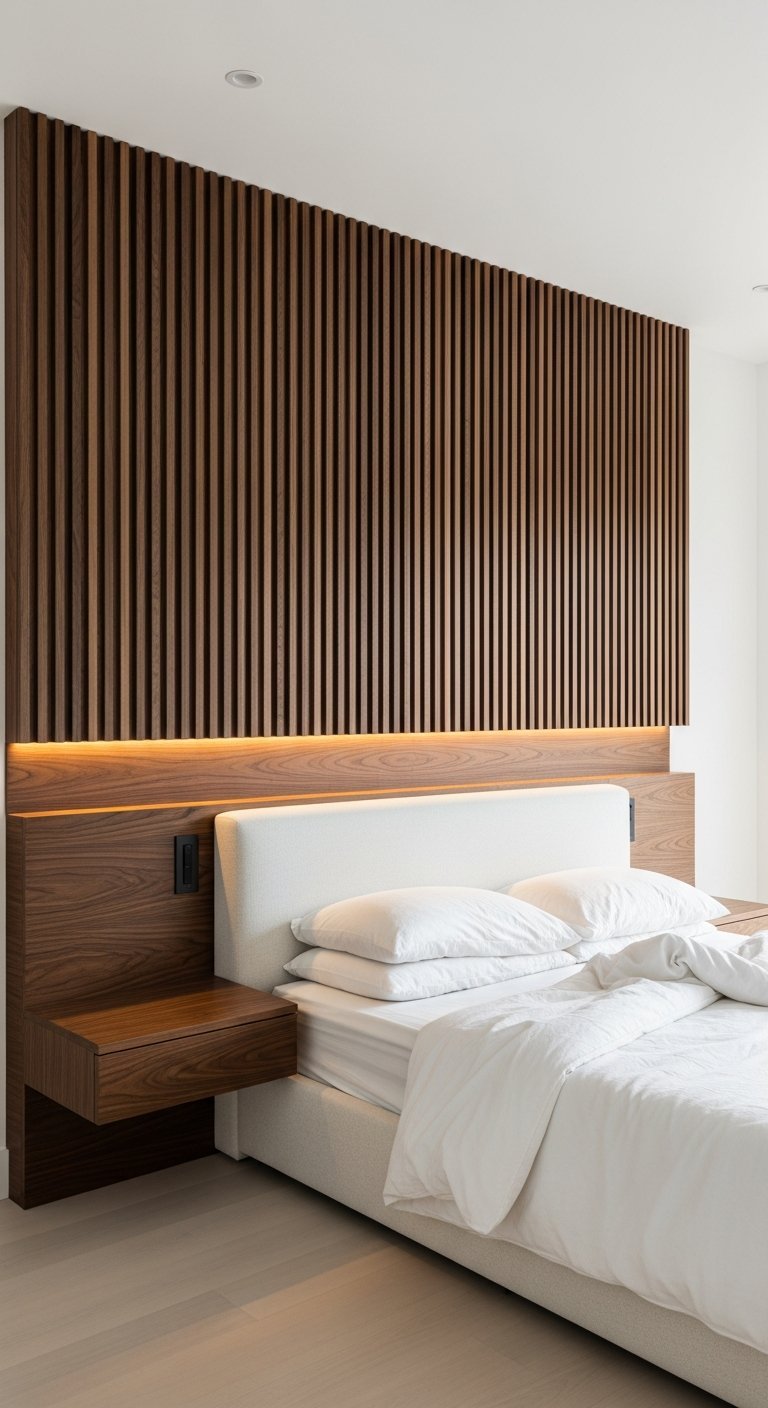 tete de lit tasseau noyer