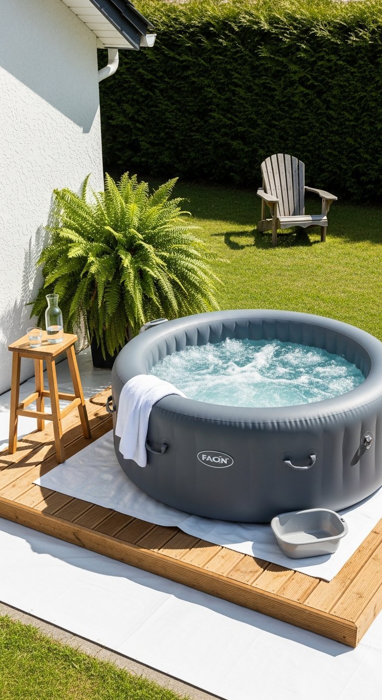 jacuzzi exterieur terrasse jardin simple